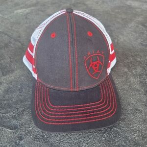 Ariat Black and Red Men's Adjustable Baseball Cap Mesh Back